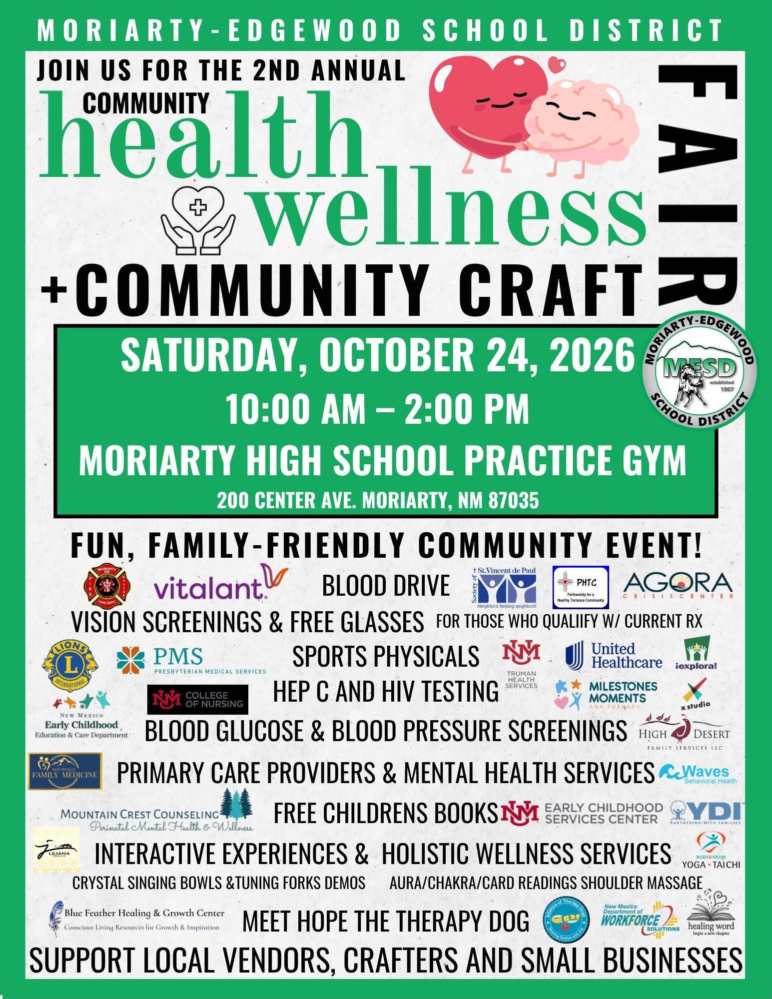 Free Screenings, Blood Drive, and Crafts Headlined at Moriarty High School Wellness Fair
